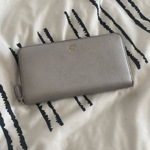 MCM zip wallet silver/ gray leather